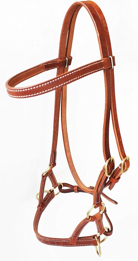 CHALLENGER Horse Western Leather Bitless Training Aide Side Pull Bridle 77RT