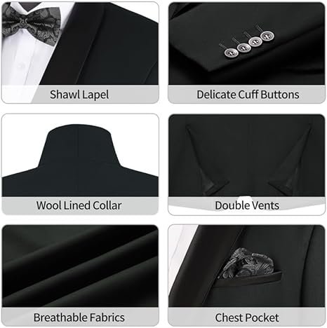 MAGE MALE Men's Tuxedo Jacket Slim Fit One Button Solid Blazer Jacket for Dinner,Prom,Party 003