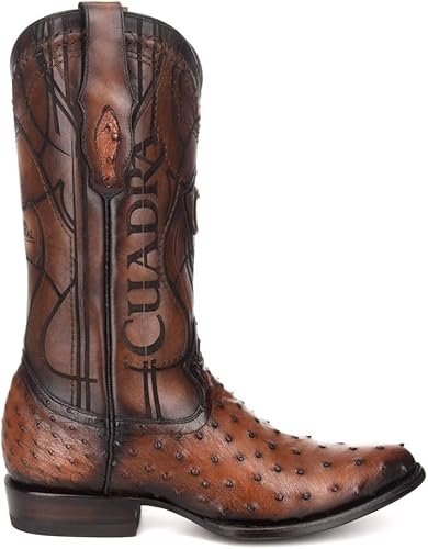 Cuadra-Mens-Western-Boot-in-Genuine-Ostrich-Leather-Brown