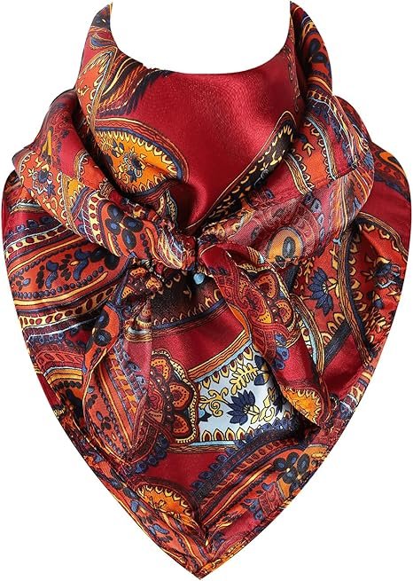 GERINLY Women Wild Rag 35 Inch, Silk Feel Western Scarves, Fashion Cowgirl Neckerchief