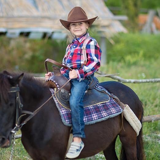 Jastore-Kids-Girls-Boys-Wide-Brim-Western-Cowboy-Cowgirl-Hat-with-Wind-Lanyard-Felt-Fedora-Hat