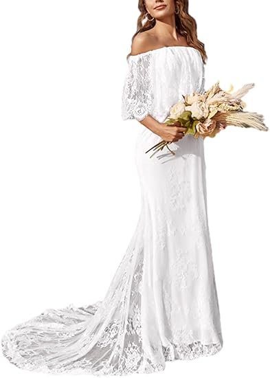 Lace Boho Wedding Dresses for Bride 2025 Beach Wedding Gowns for Women Long Country Bridal Dress