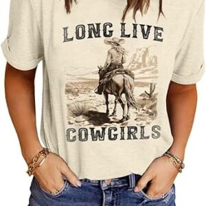 Womens Western Cowgirls Graphic Shirts Teen Girls Cute Country Music Short Sleeve Tshirt Tees